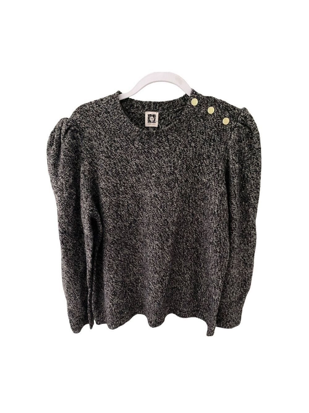 Anne Klein Puff Shoulder Button Detail Sweater NWT Size L